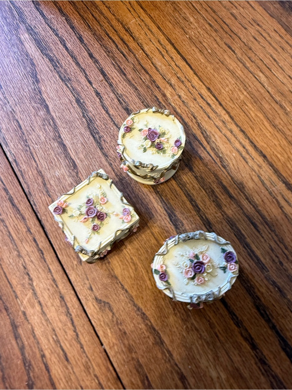 Decorative Floral Trinket Boxes set of three cottagecore
